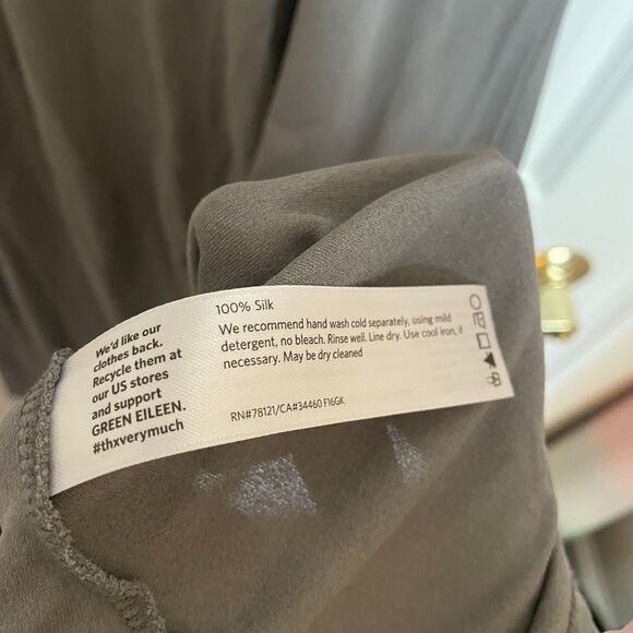 Eileen Fisher 100% Silk Half Sleeve Slip Dress XXS Minimalist Capsule Natural - Picture 9 of 9